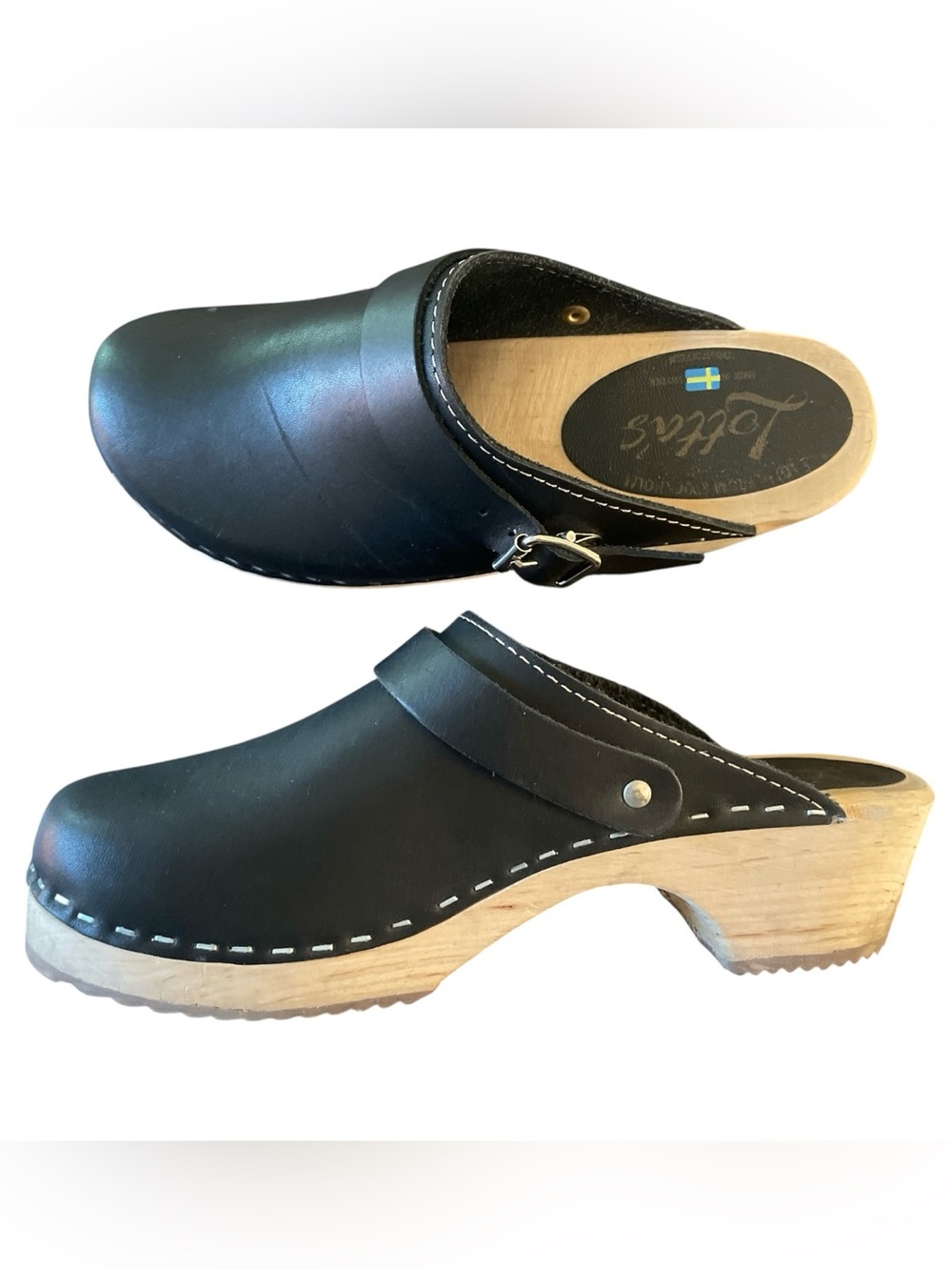 Free People x LOTTA From STOCKHOLM Black Minimalist Leather Clog 38 Scandi Boho